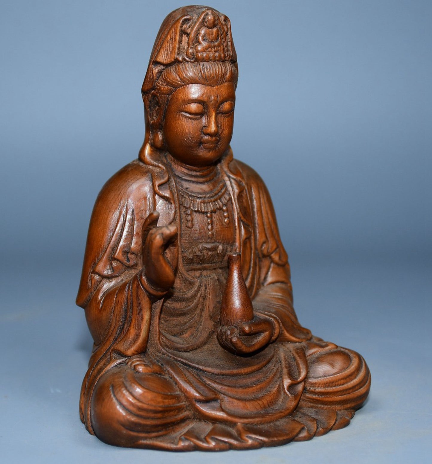 Collected boxwood carved Guanyin ornaments