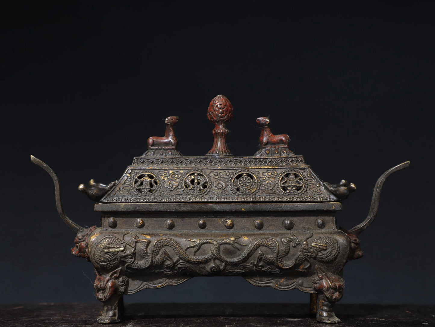 Pure copper auspicious eight treasure incense burner