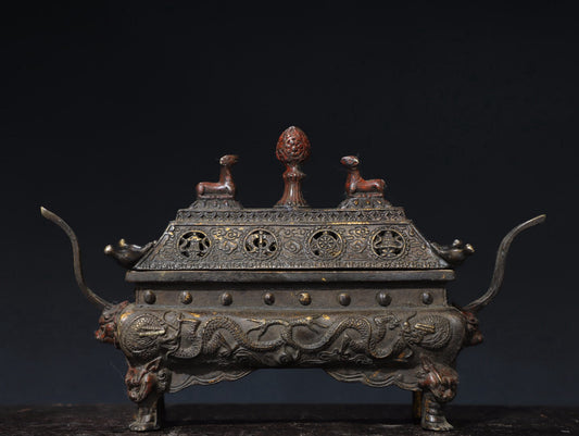 Pure copper auspicious eight treasure incense burner