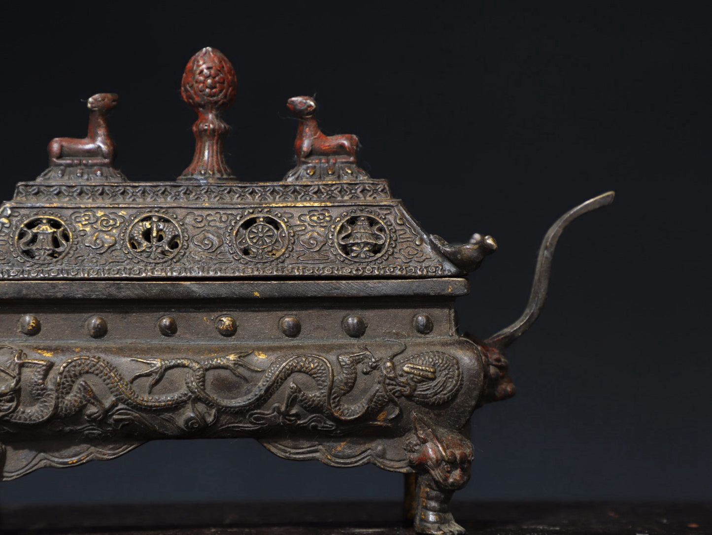 Pure copper auspicious eight treasure incense burner