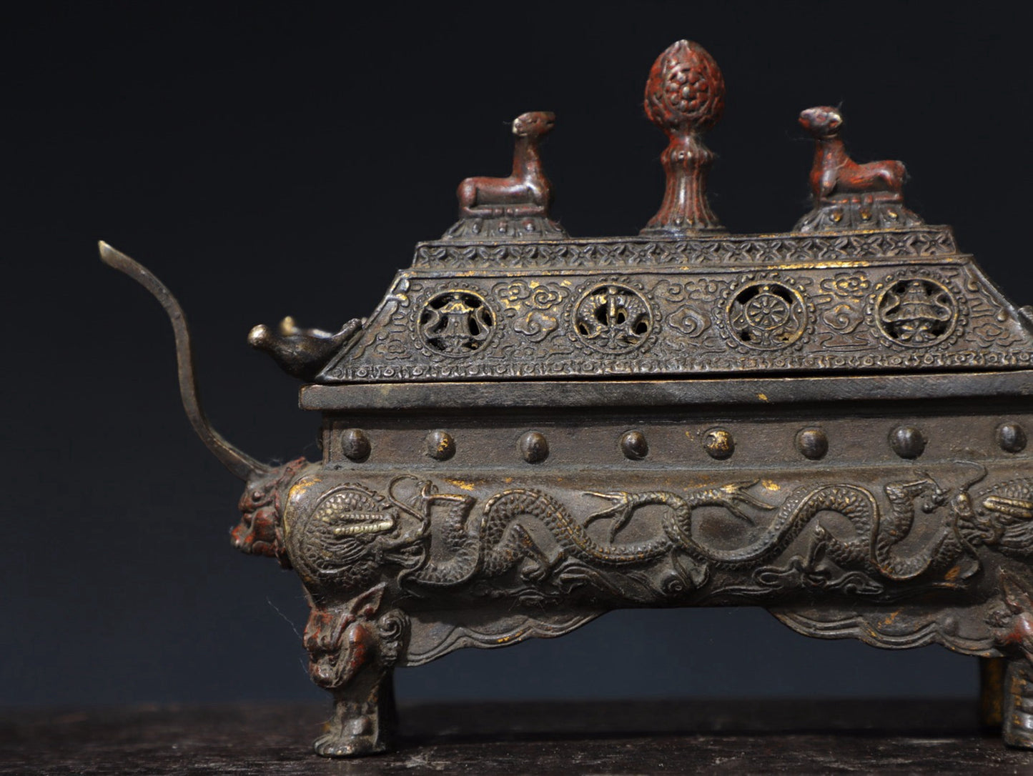Pure copper auspicious eight treasure incense burner