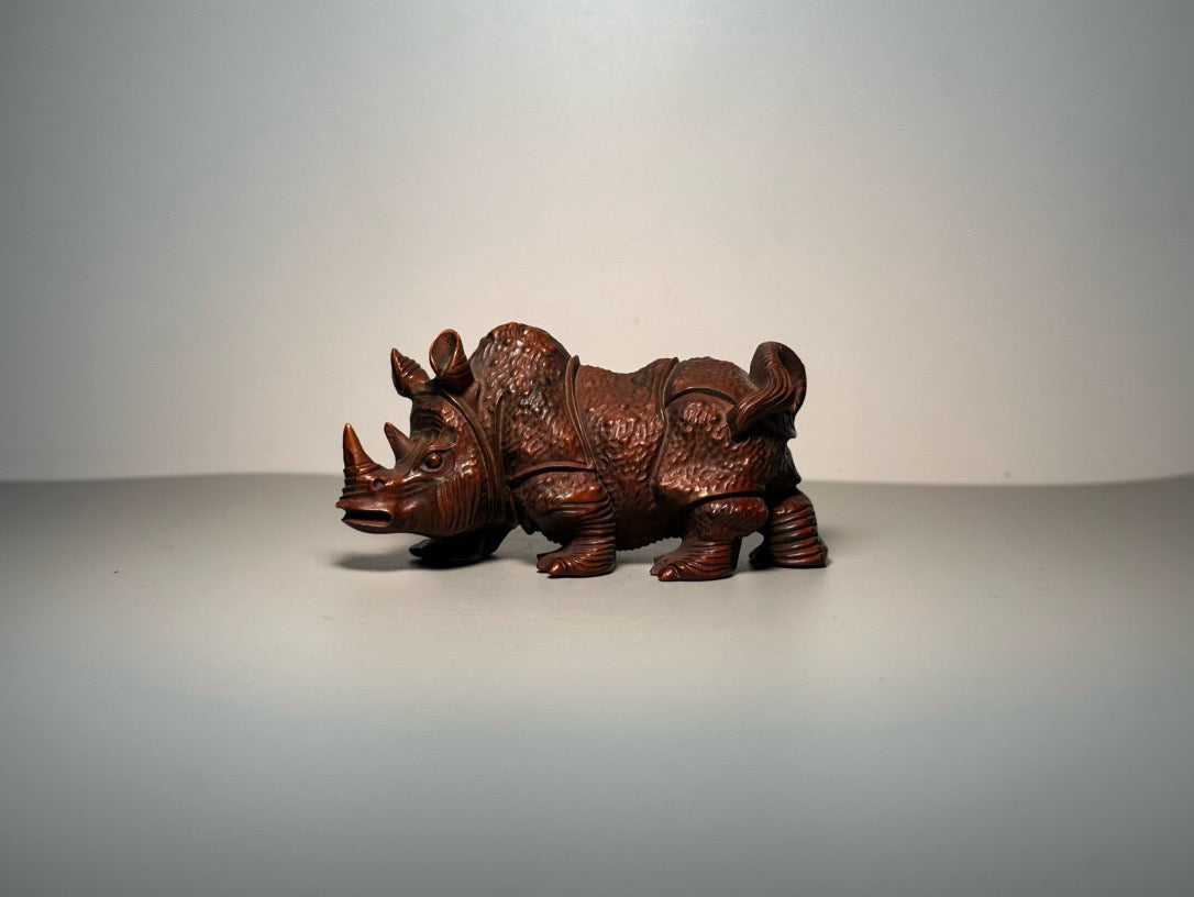 Chinese antique boxwood carving with exquisite craftsmanship for rhinoceros carving