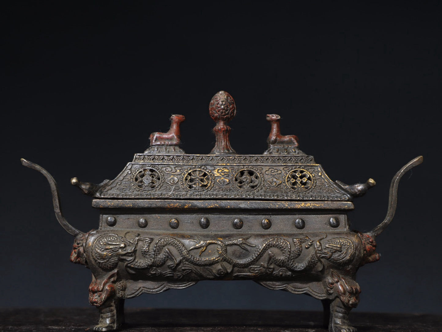 Pure copper auspicious eight treasure incense burner
