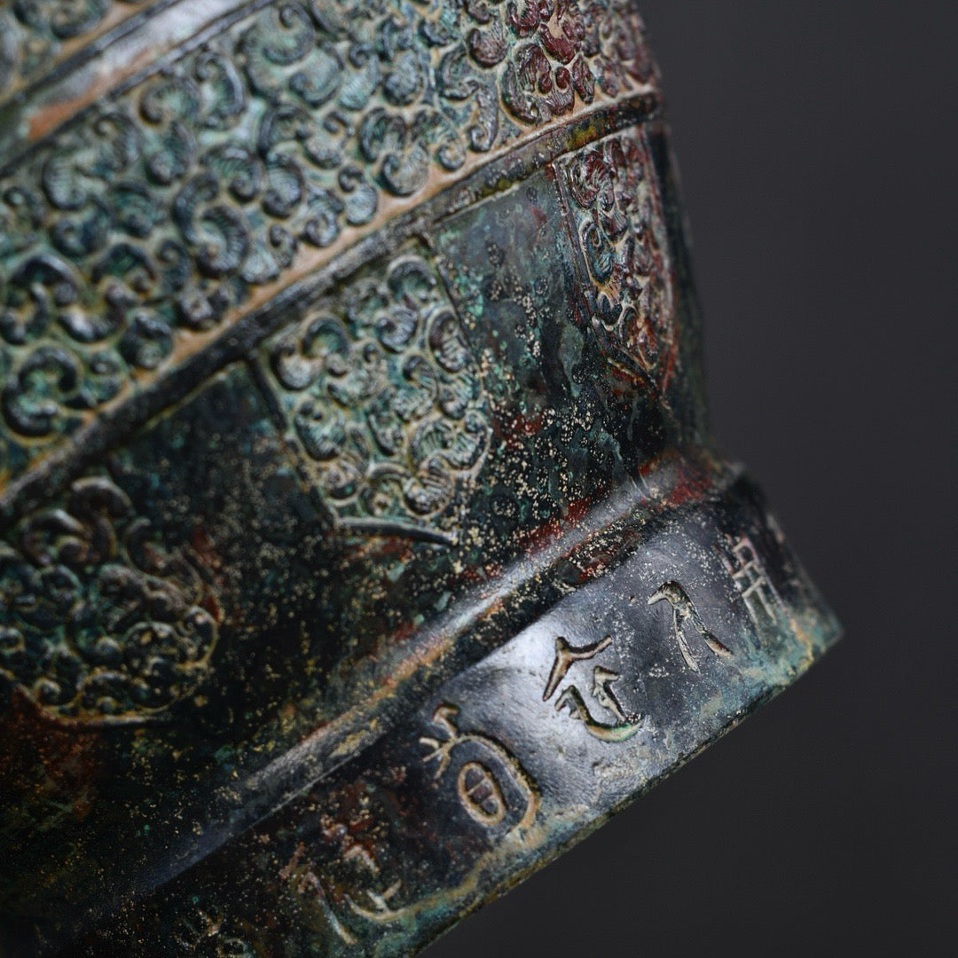 Chinese antique bronze animal ear double ring teapot