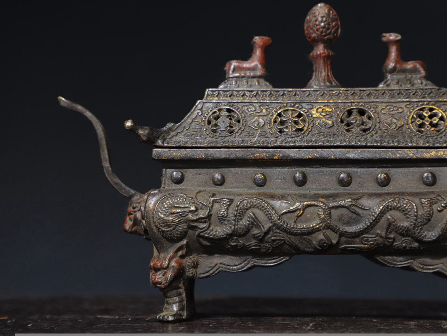 Pure copper auspicious eight treasure incense burner