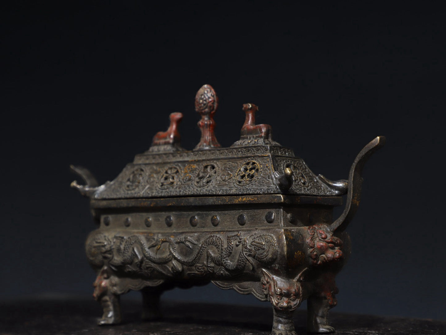 Pure copper auspicious eight treasure incense burner