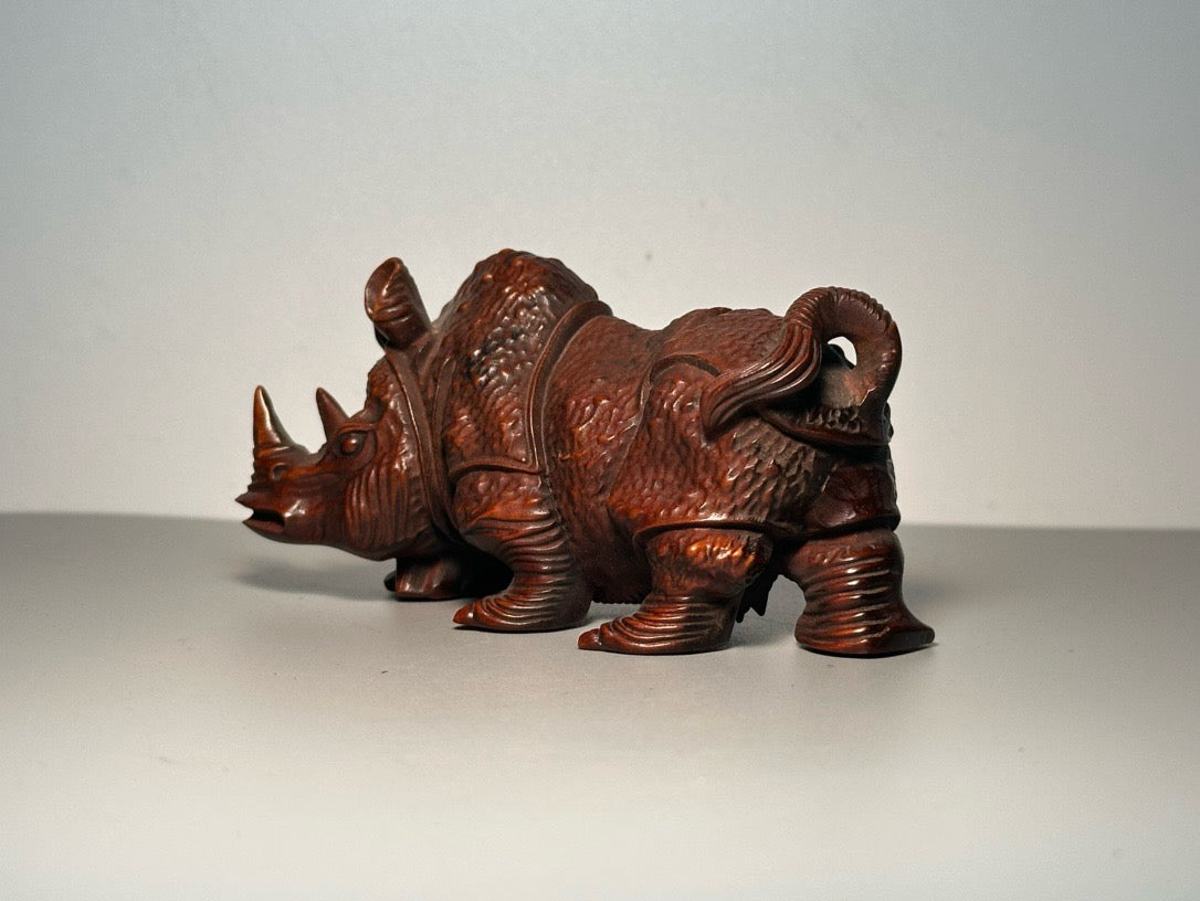 Chinese antique boxwood carving with exquisite craftsmanship for rhinoceros carving