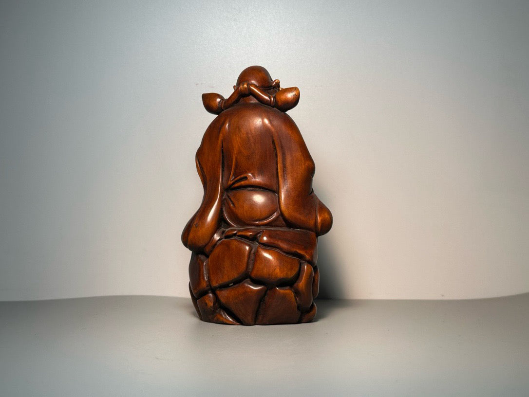 Chinese antique boxwood carving with exquisite craftsmanship, Zhong Kui delivers blessings