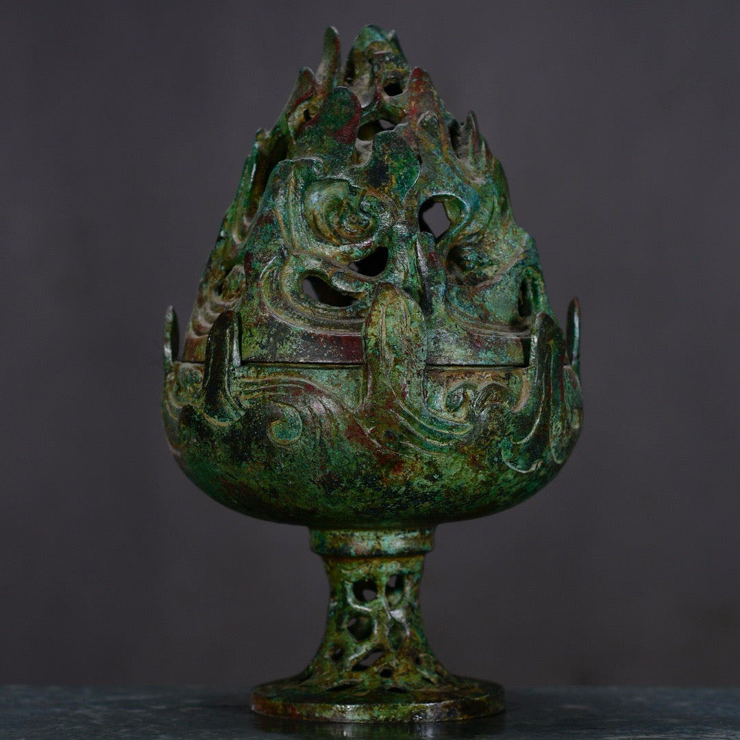Chinese antique bronze Boshan furnace
