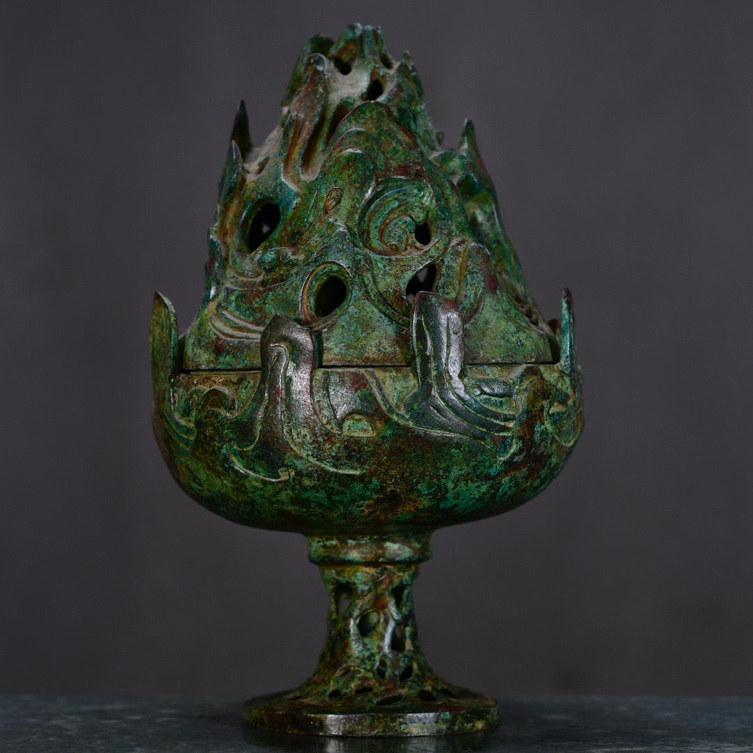 Chinese antique bronze Boshan furnace