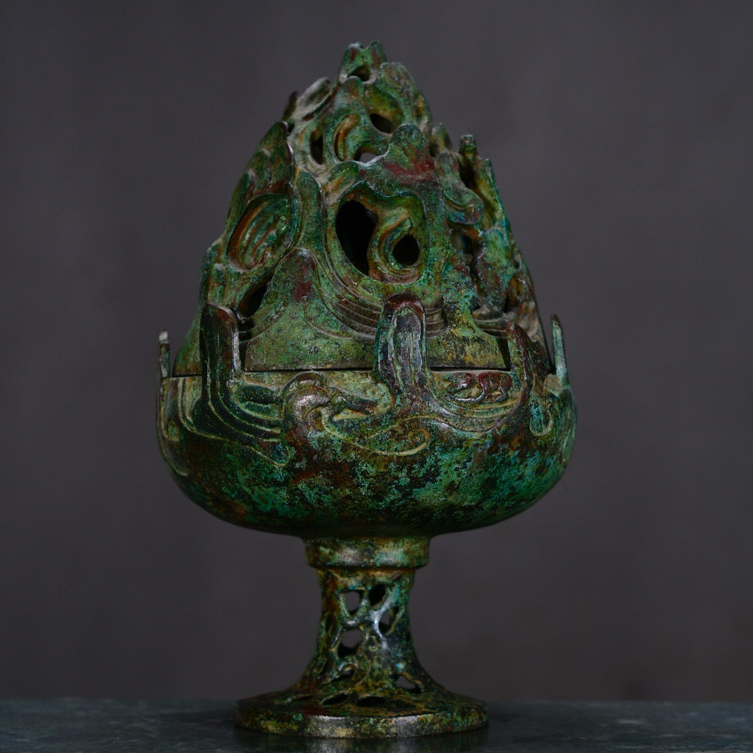 Chinese antique bronze Boshan furnace