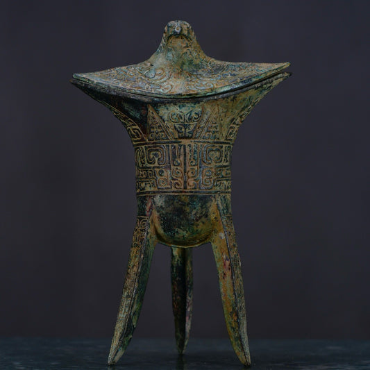 Chinese antique bronze swallow noble cup