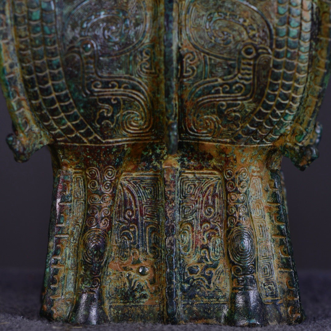 Chinese antique bronze sheep square statue