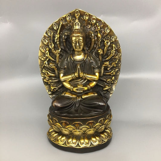 Chinese Antique Pure Copper Thousand Handed Guanyin