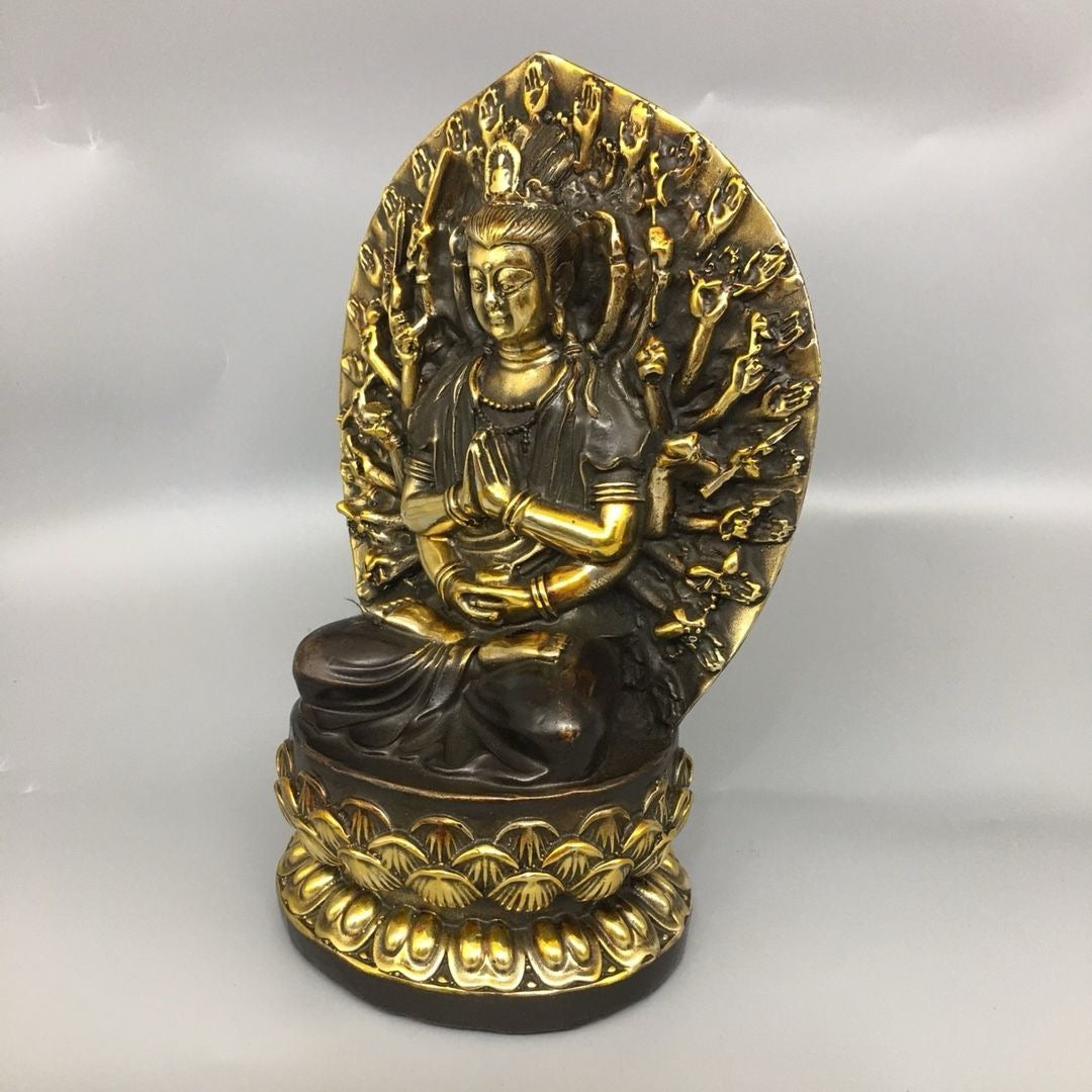 Chinese Antique Pure Copper Thousand Handed Guanyin