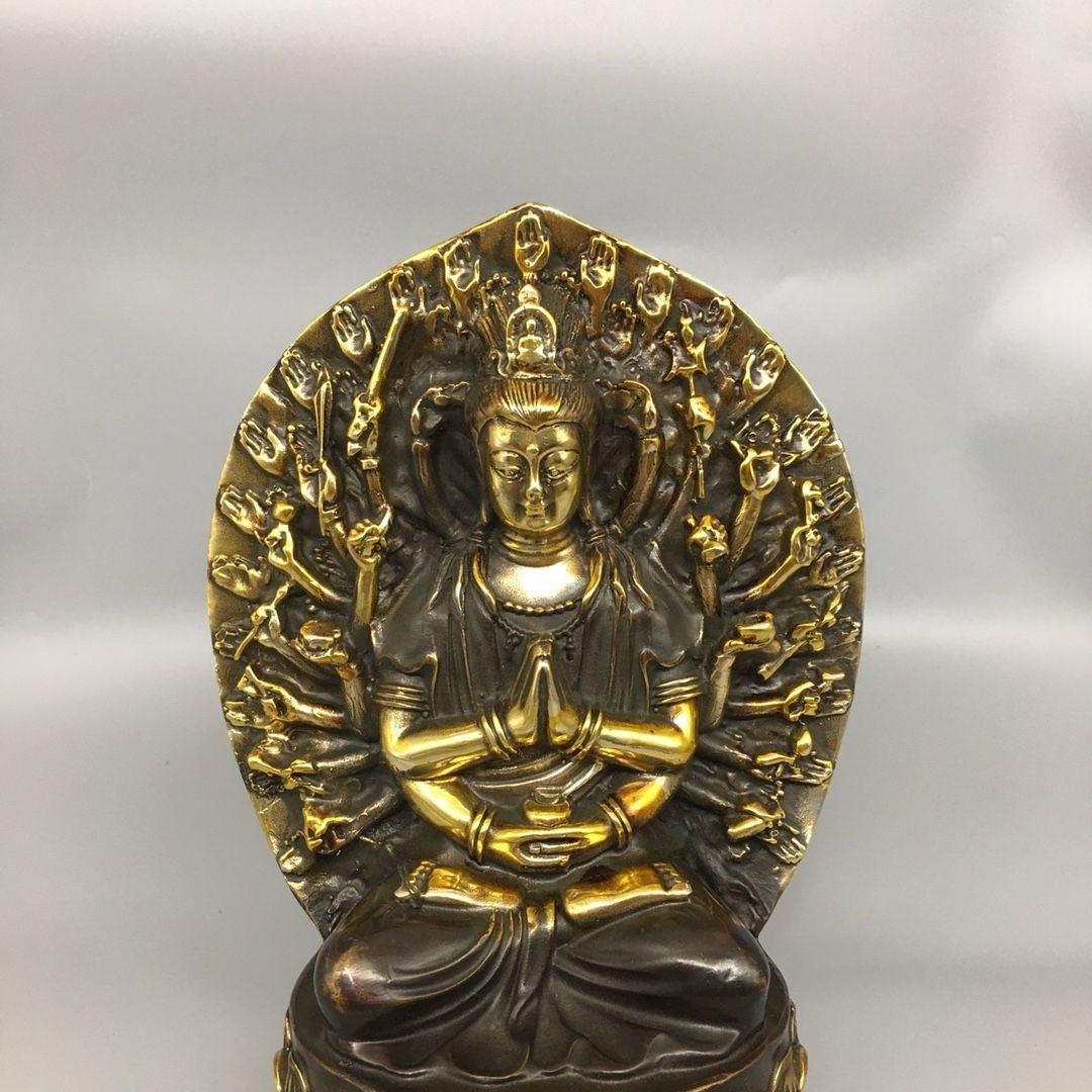 Chinese Antique Pure Copper Thousand Handed Guanyin