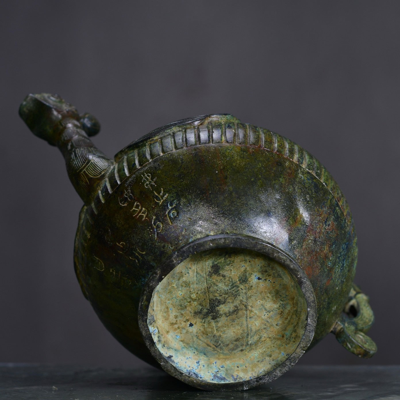 Chinese antique bronze chicken head teapot