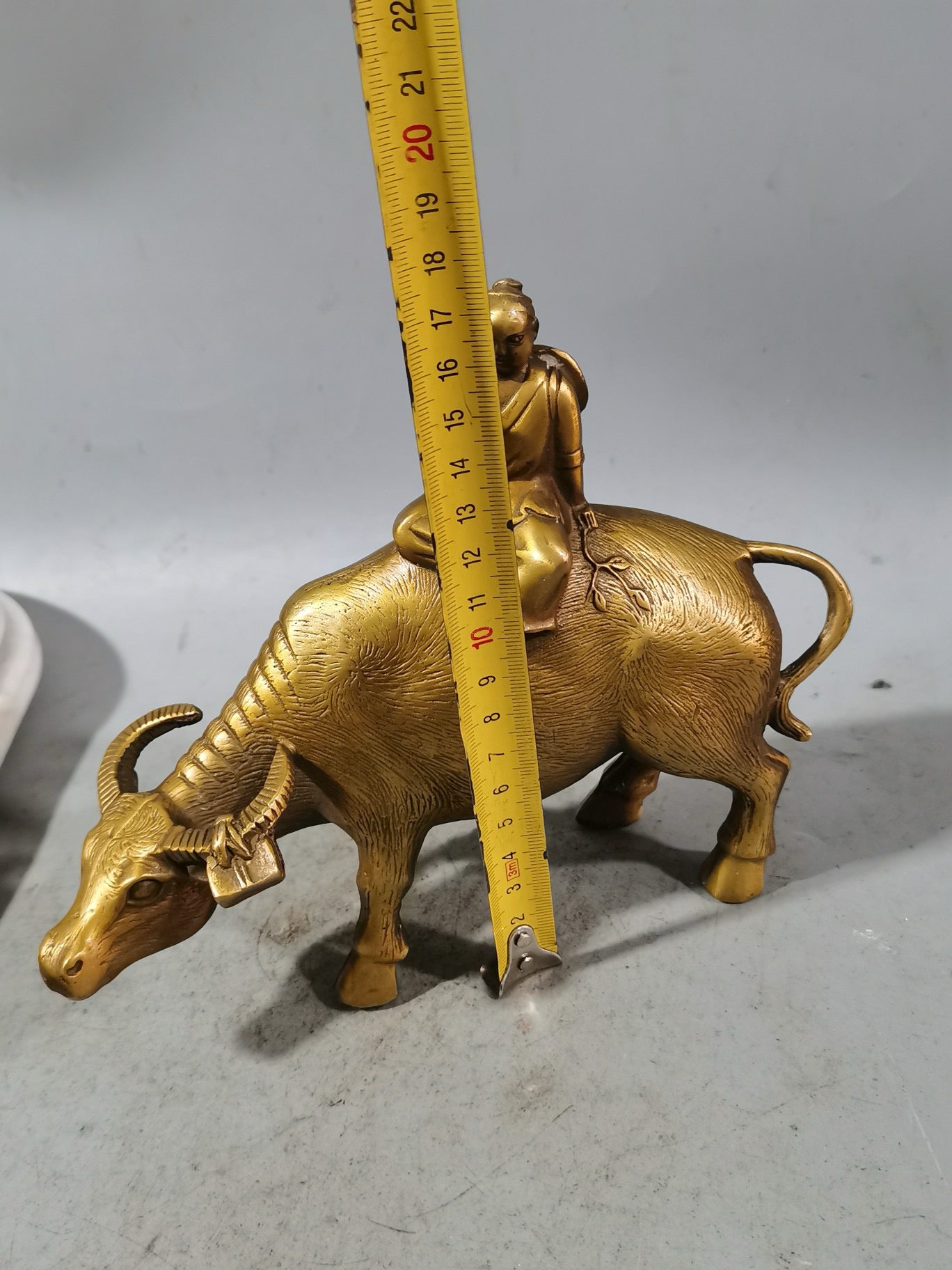 Chinese antique brass cowherd riding ornament