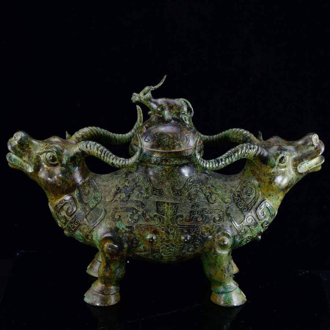 Chinese antique bronze ox statue