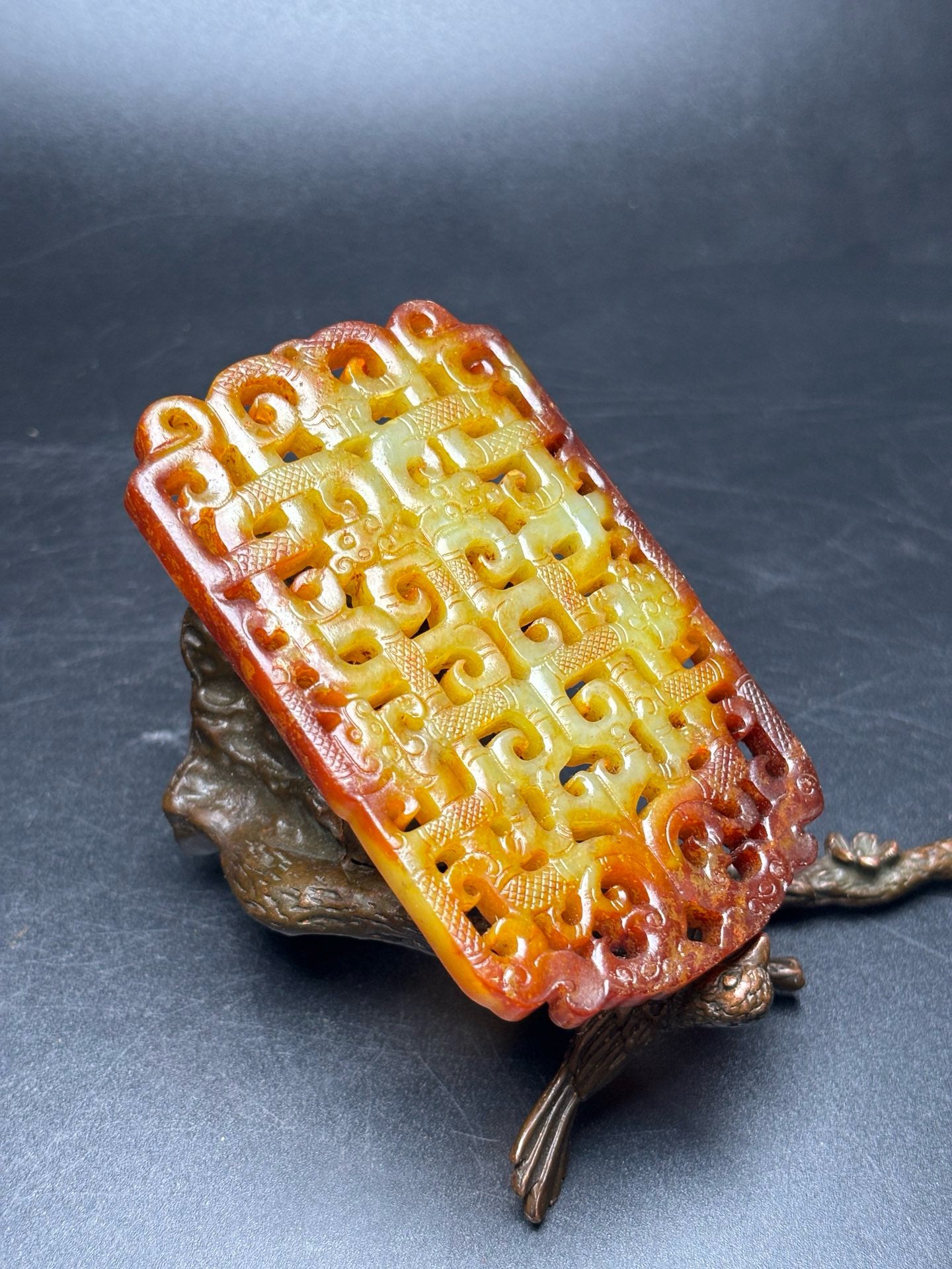 Exquisite Hetian Jade Five Dragon and Phoenix Pendant