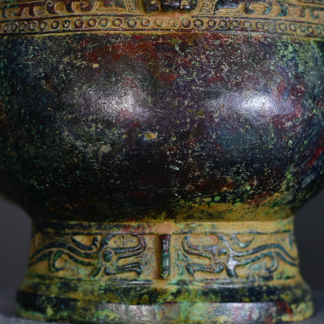 Chinese antique bronze lifting beam teapot