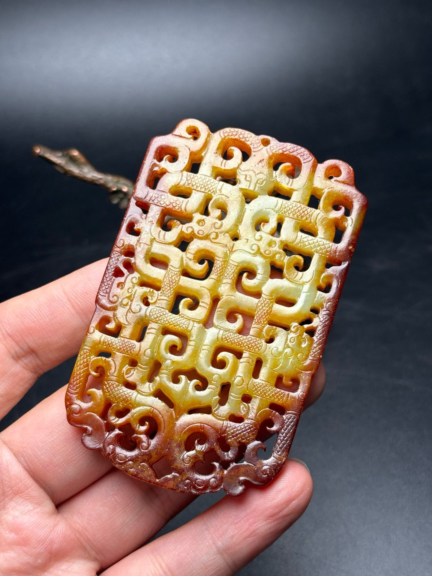 Exquisite Hetian Jade Five Dragon and Phoenix Pendant