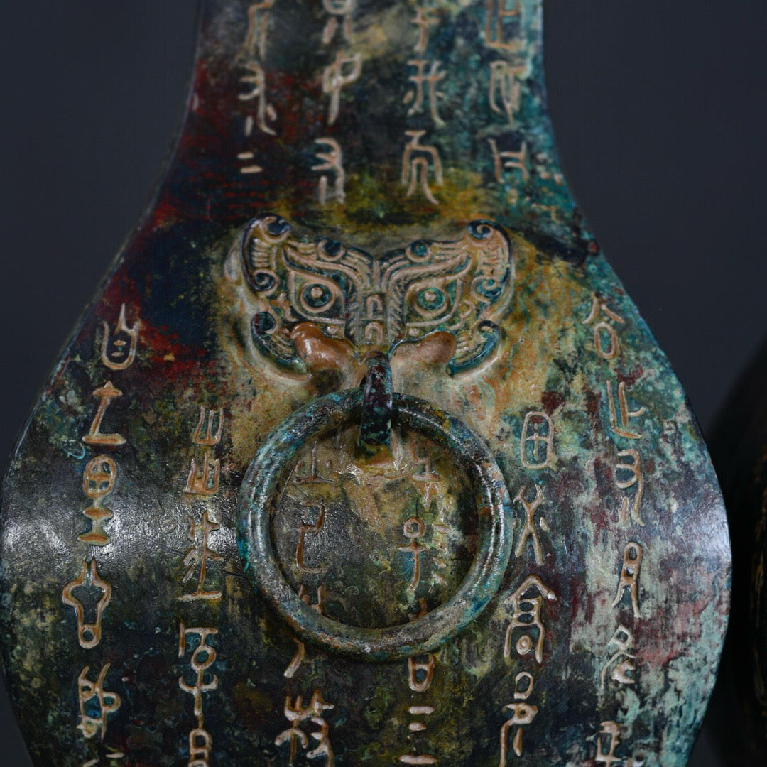 Chinese antique bronze square teapot