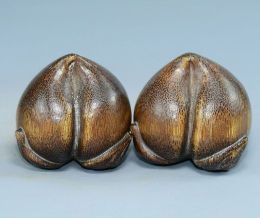 Bamboo carved longevity peach handle piece