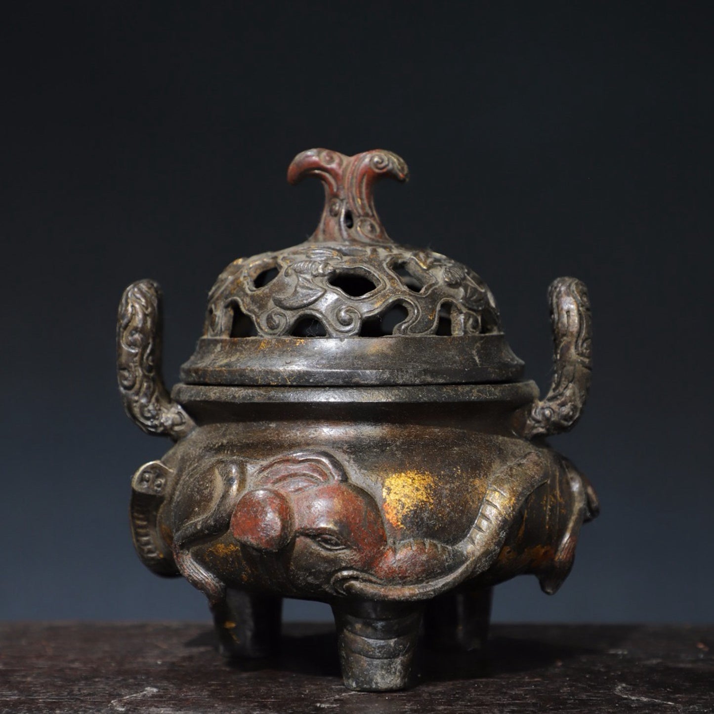 Pure copper three elephant incense burner