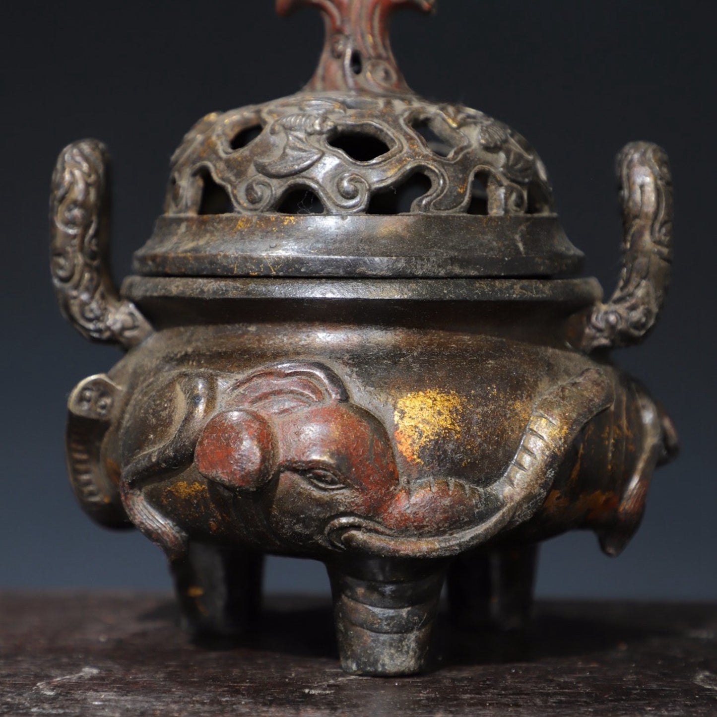 Pure copper three elephant incense burner