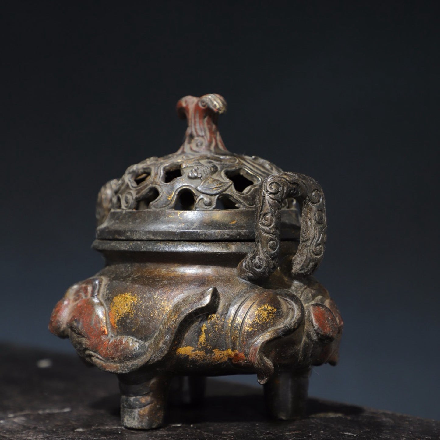 Pure copper three elephant incense burner