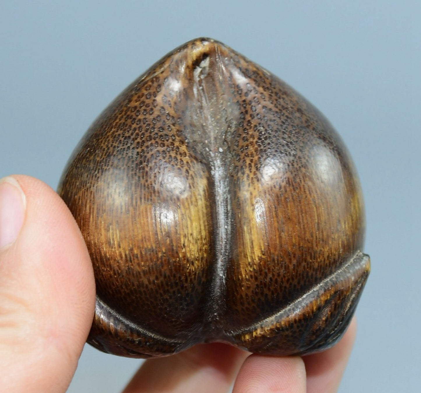 Bamboo carved longevity peach handle piece