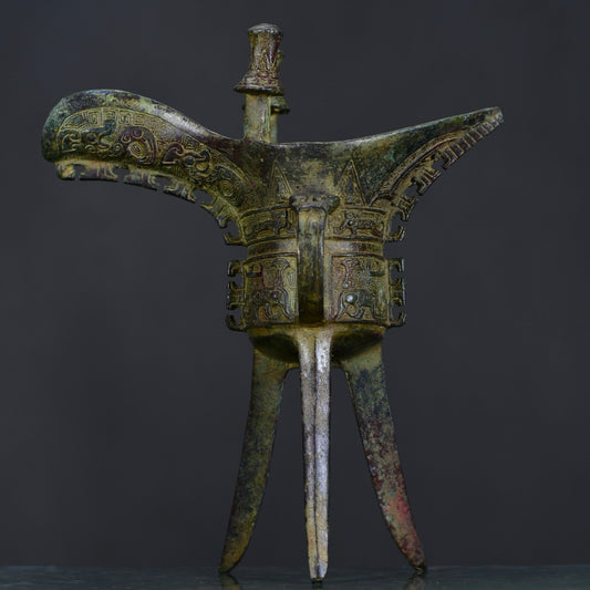 Chinese antique bronze corner cup