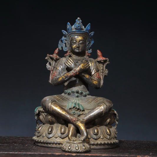 Pure copper Tibetan Maitreya Buddha statue