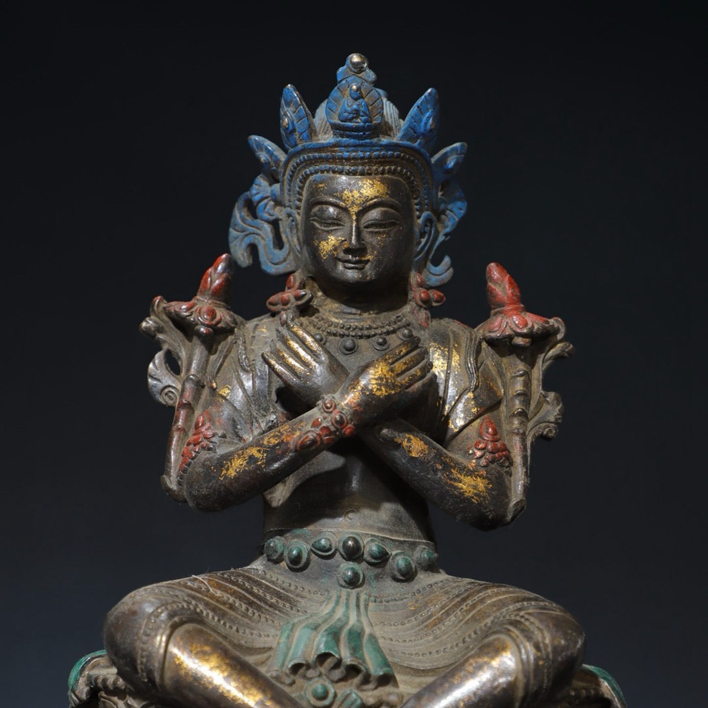 Pure copper Tibetan Maitreya Buddha statue