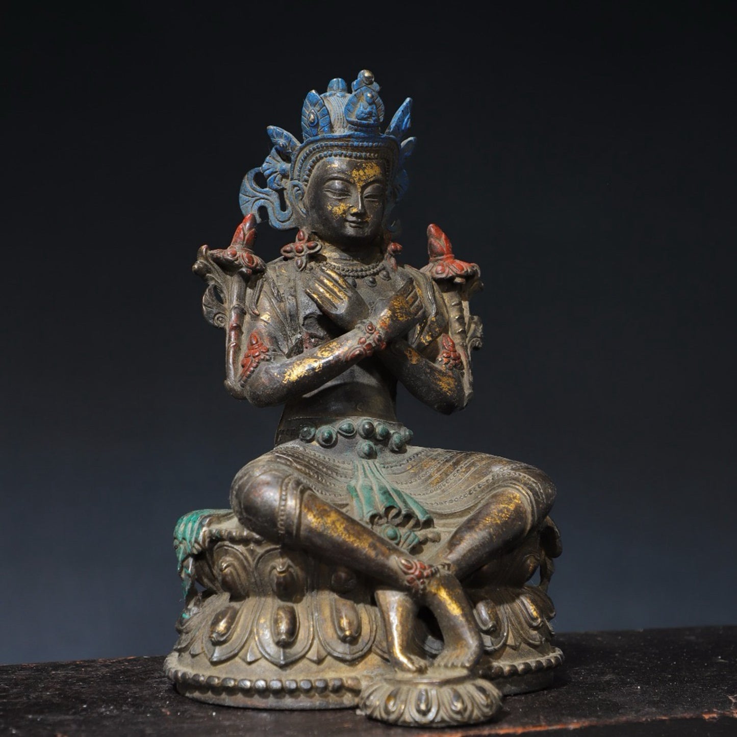 Pure copper Tibetan Maitreya Buddha statue