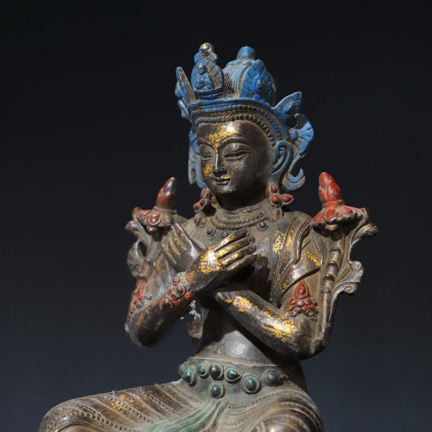 Pure copper Tibetan Maitreya Buddha statue