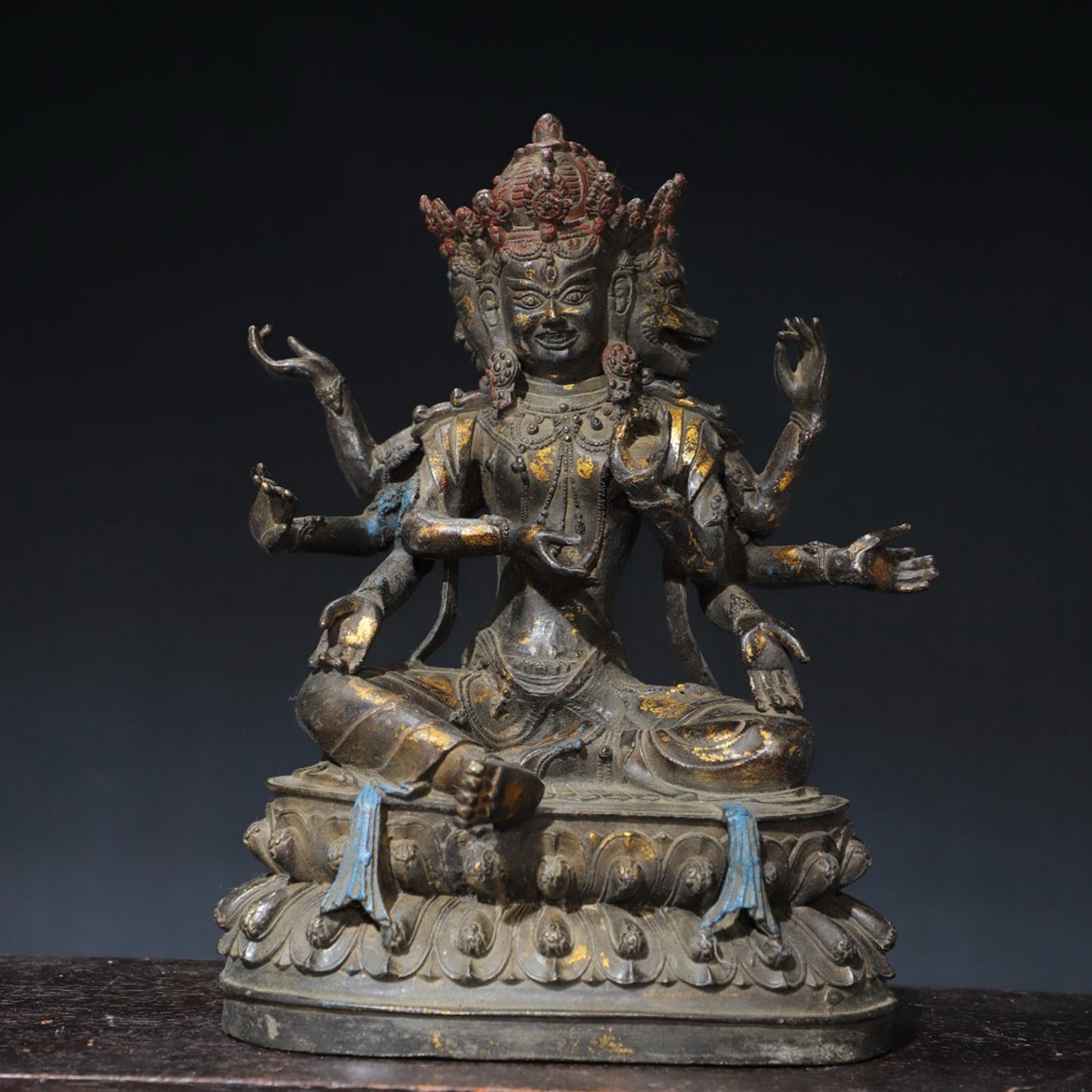 Pure copper eight armed Vajra Buddha statue