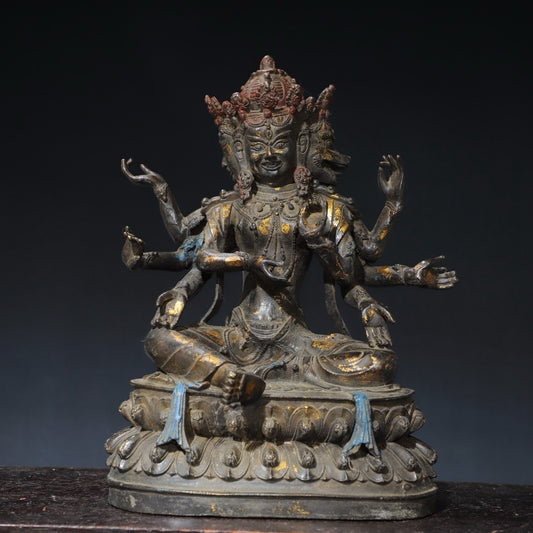 Pure copper eight armed Vajra Buddha statue