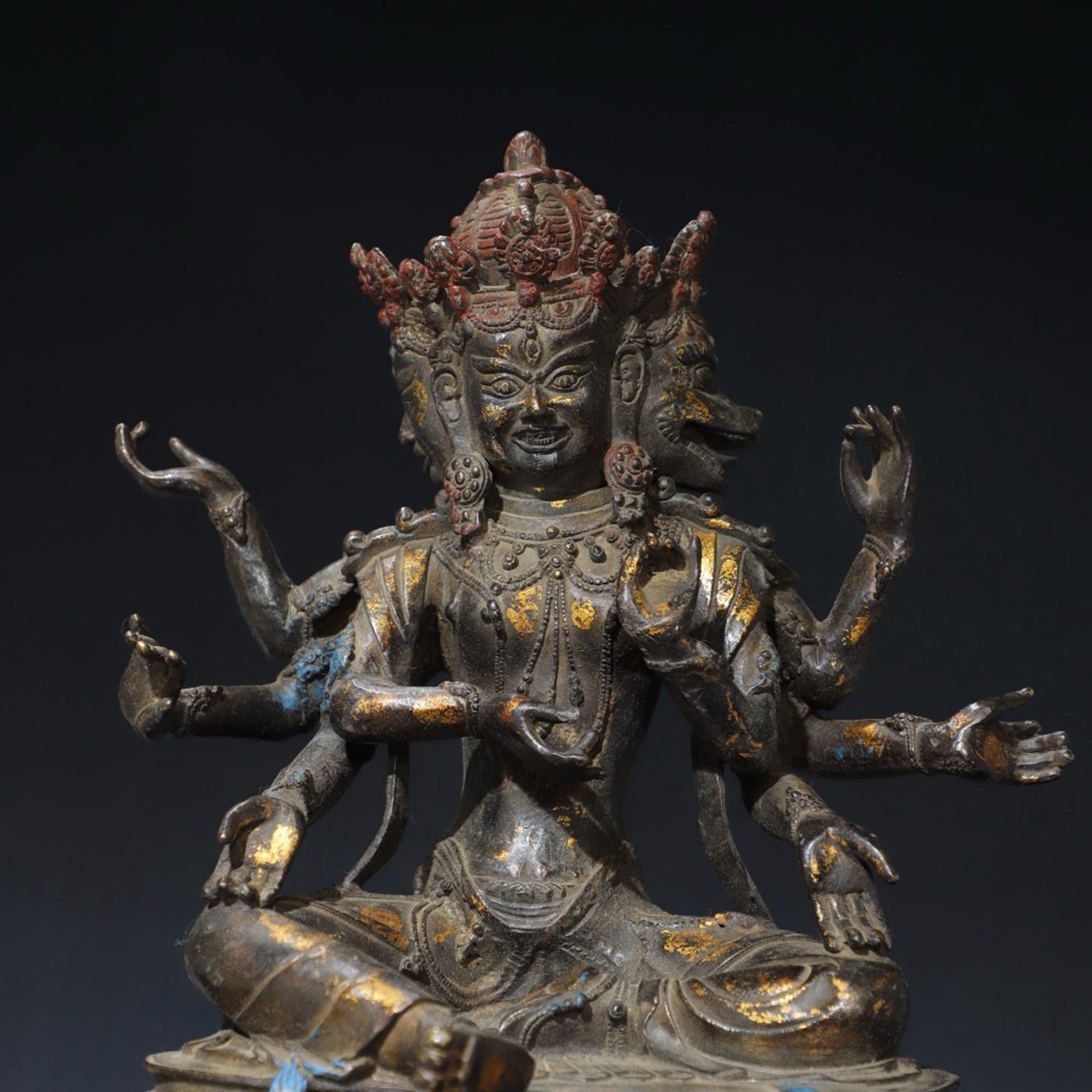 Pure copper eight armed Vajra Buddha statue
