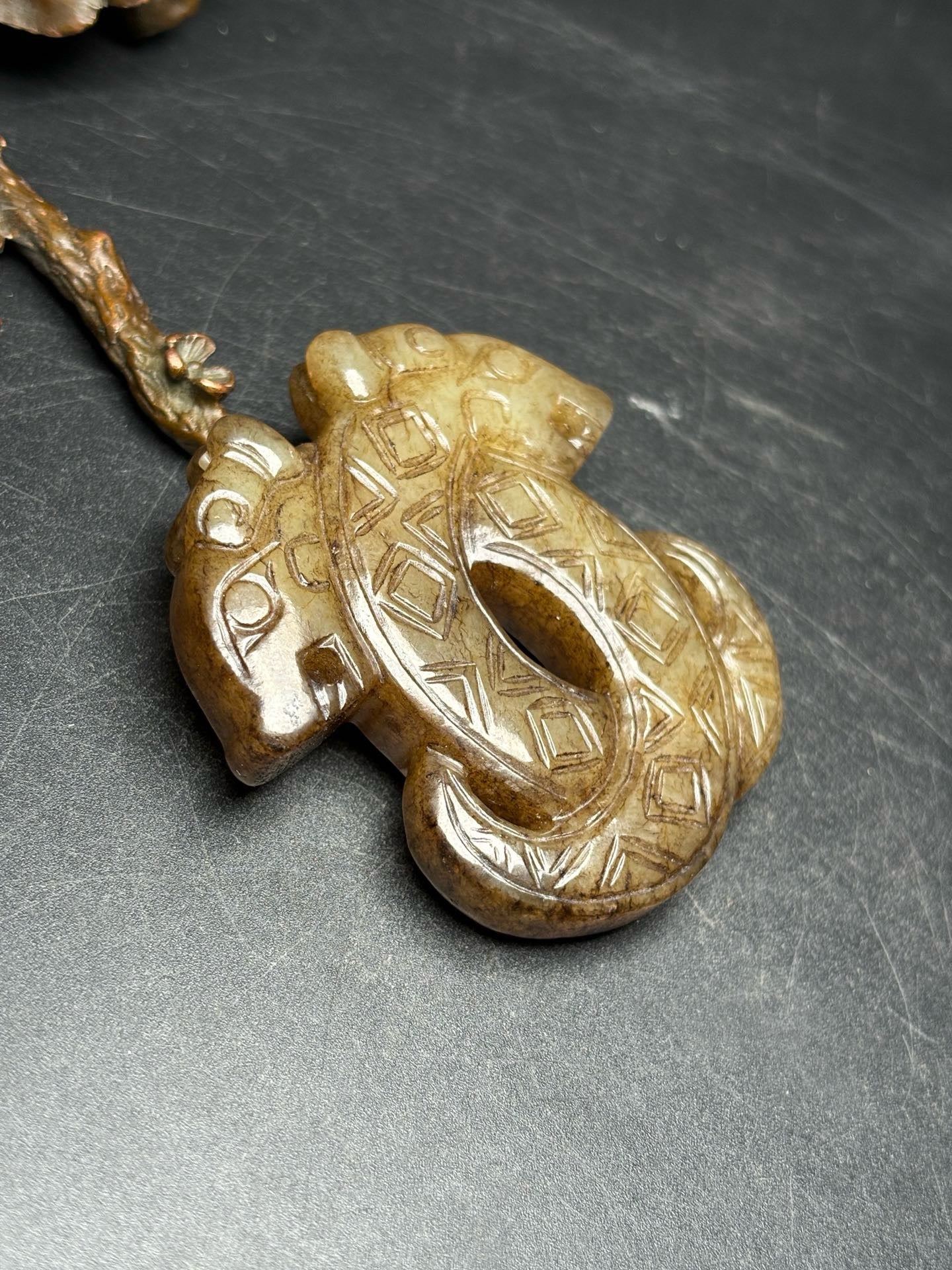 Exquisite Hotan Jade Double Dragon Jade Pendant