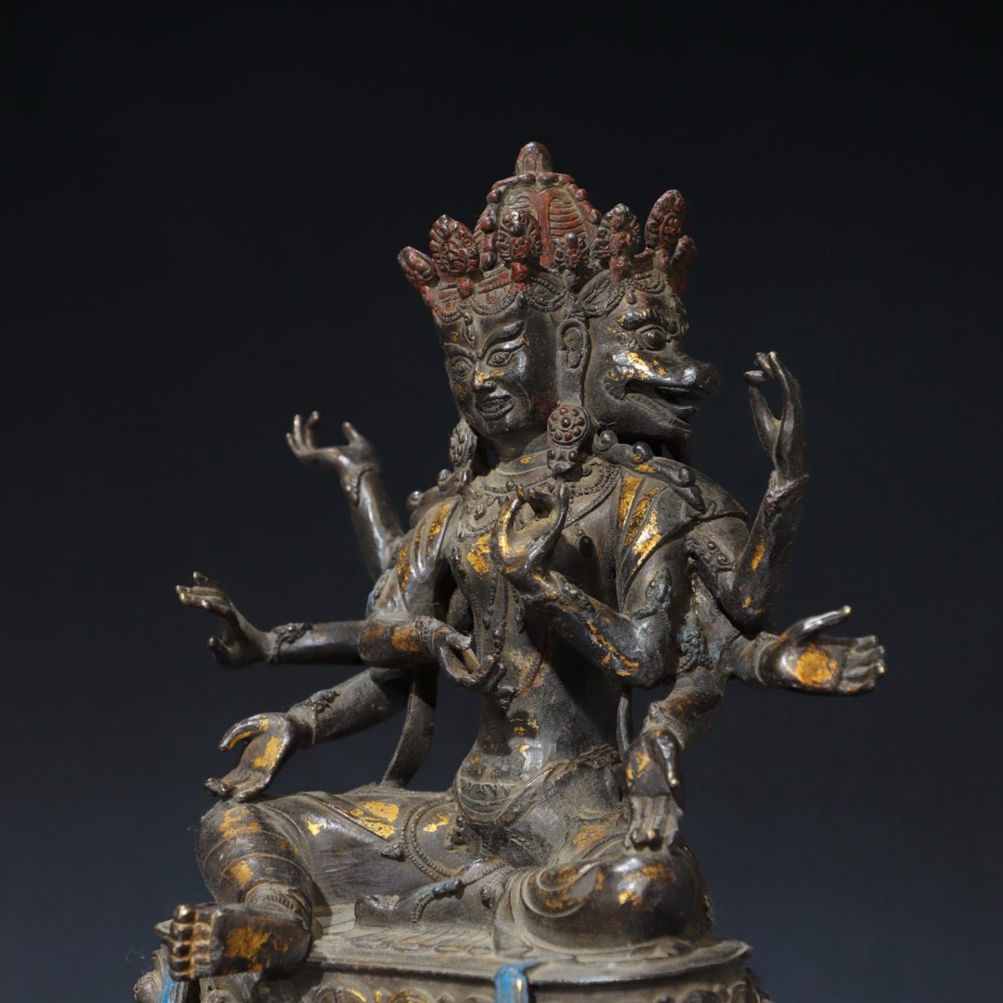 Pure copper eight armed Vajra Buddha statue