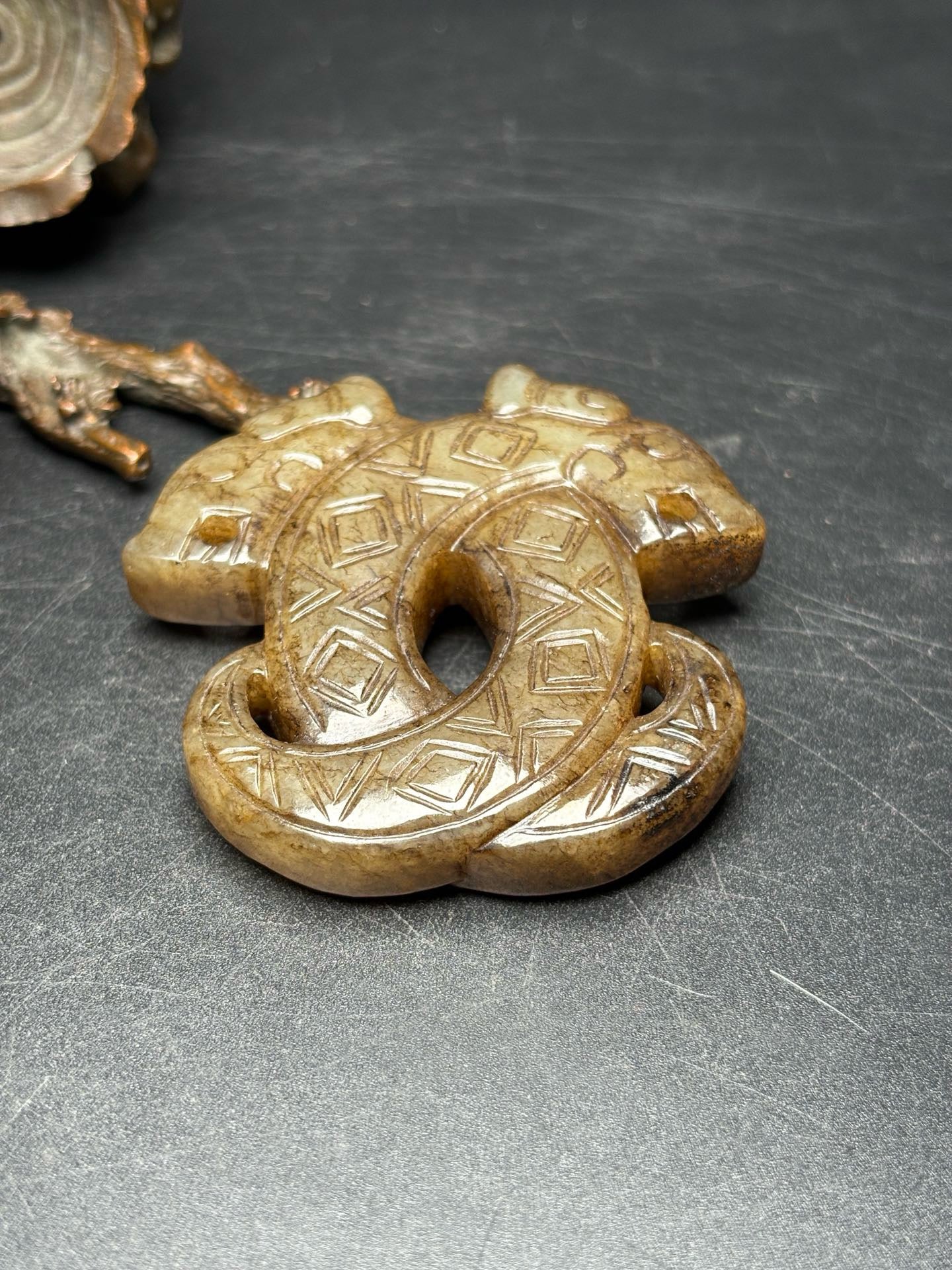 Exquisite Hotan Jade Double Dragon Jade Pendant