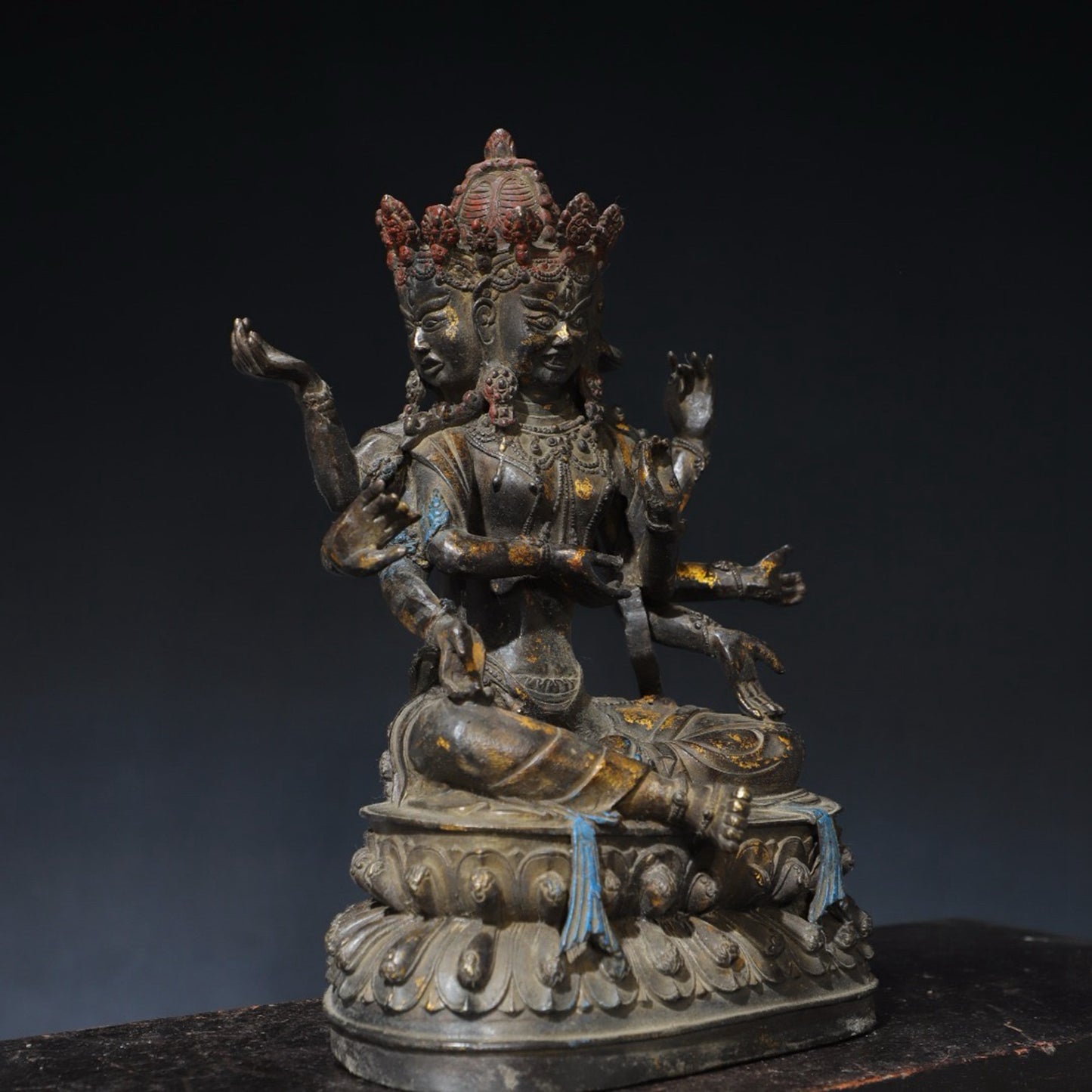 Pure copper eight armed Vajra Buddha statue
