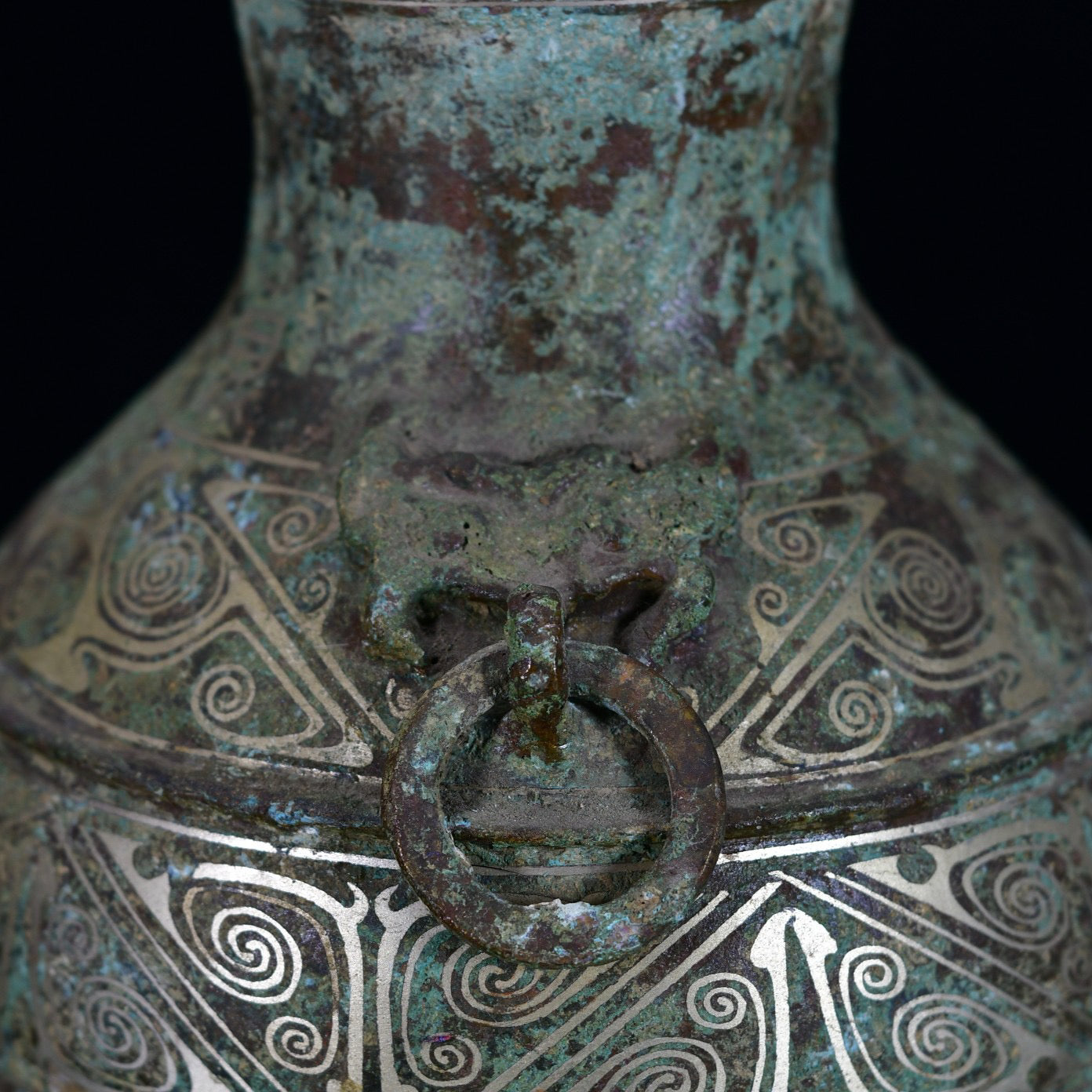 Chinese antique bronze misplaced silver large belly bottle