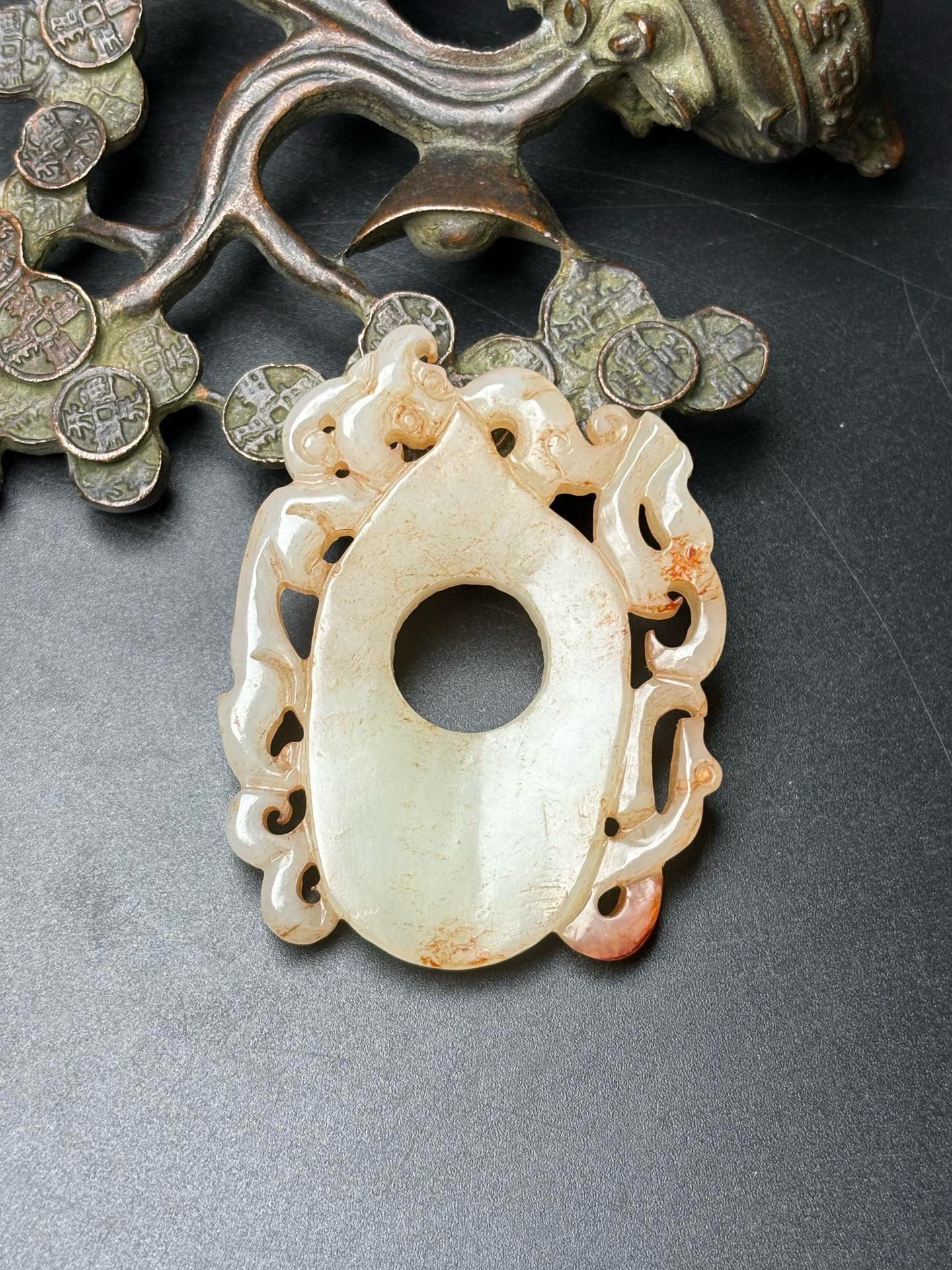 Exquisite Hotan Jade Dragon and Phoenix Jade Pendant