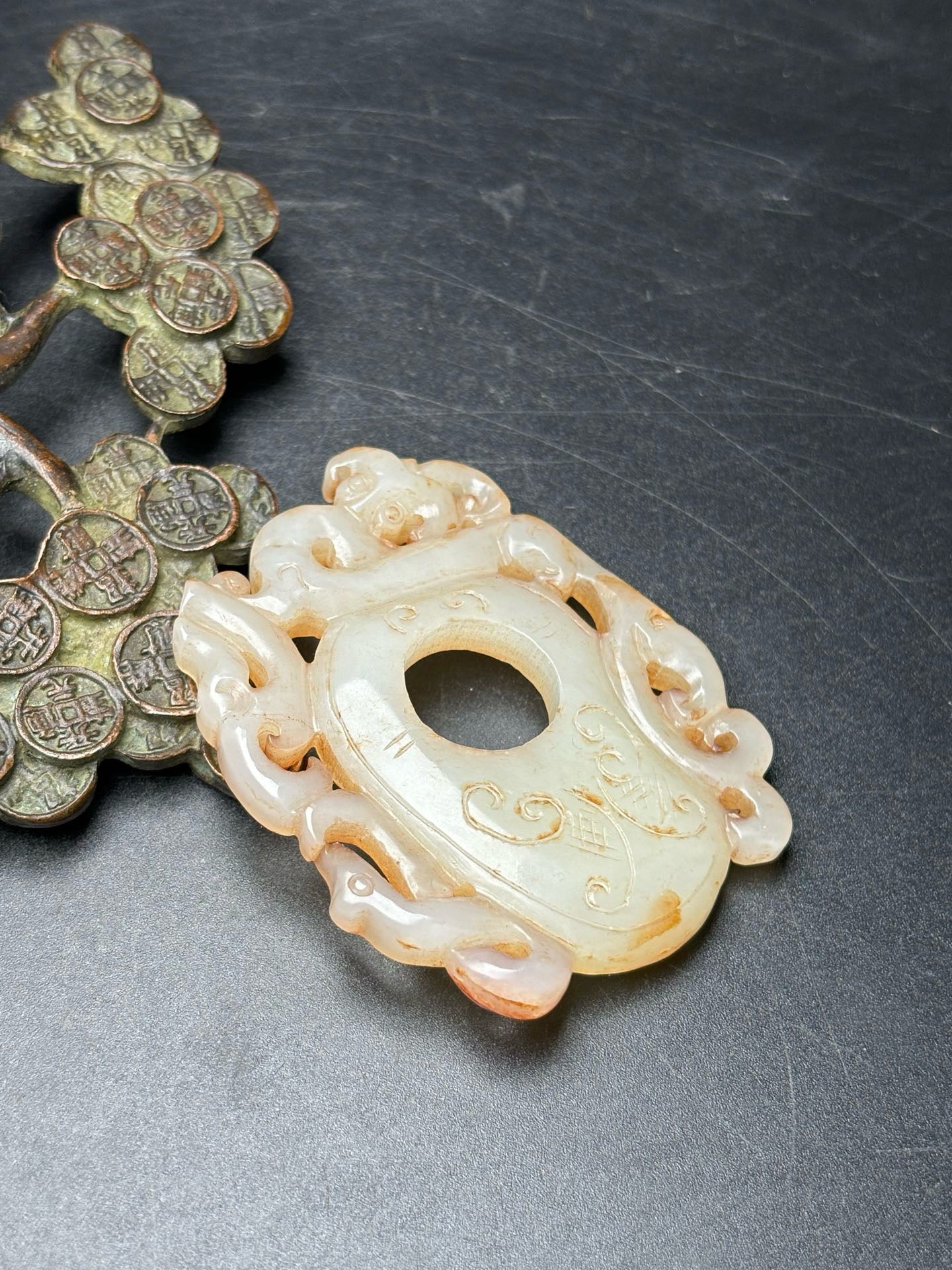 Exquisite Hotan Jade Dragon and Phoenix Jade Pendant