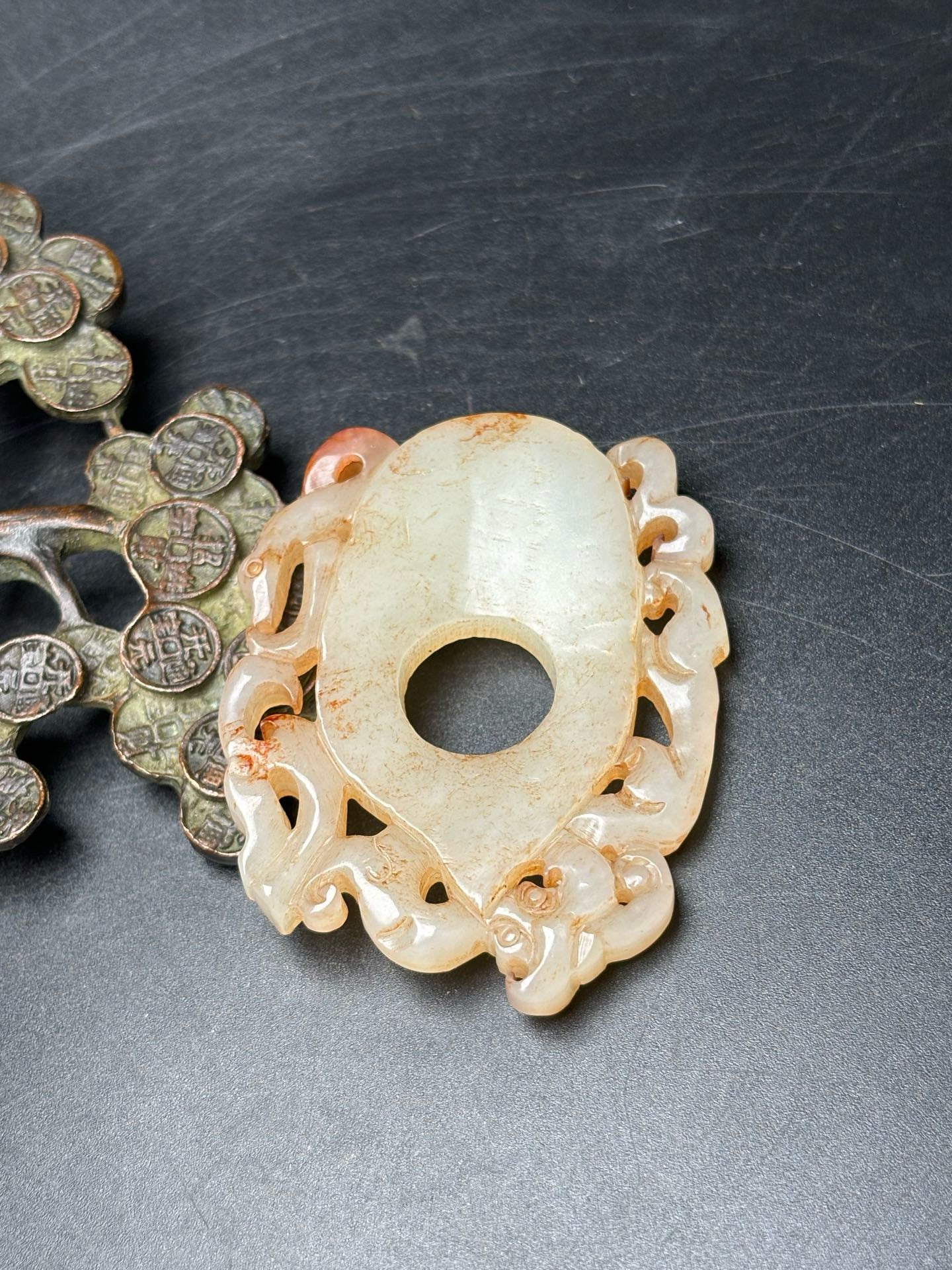 Exquisite Hotan Jade Dragon and Phoenix Jade Pendant