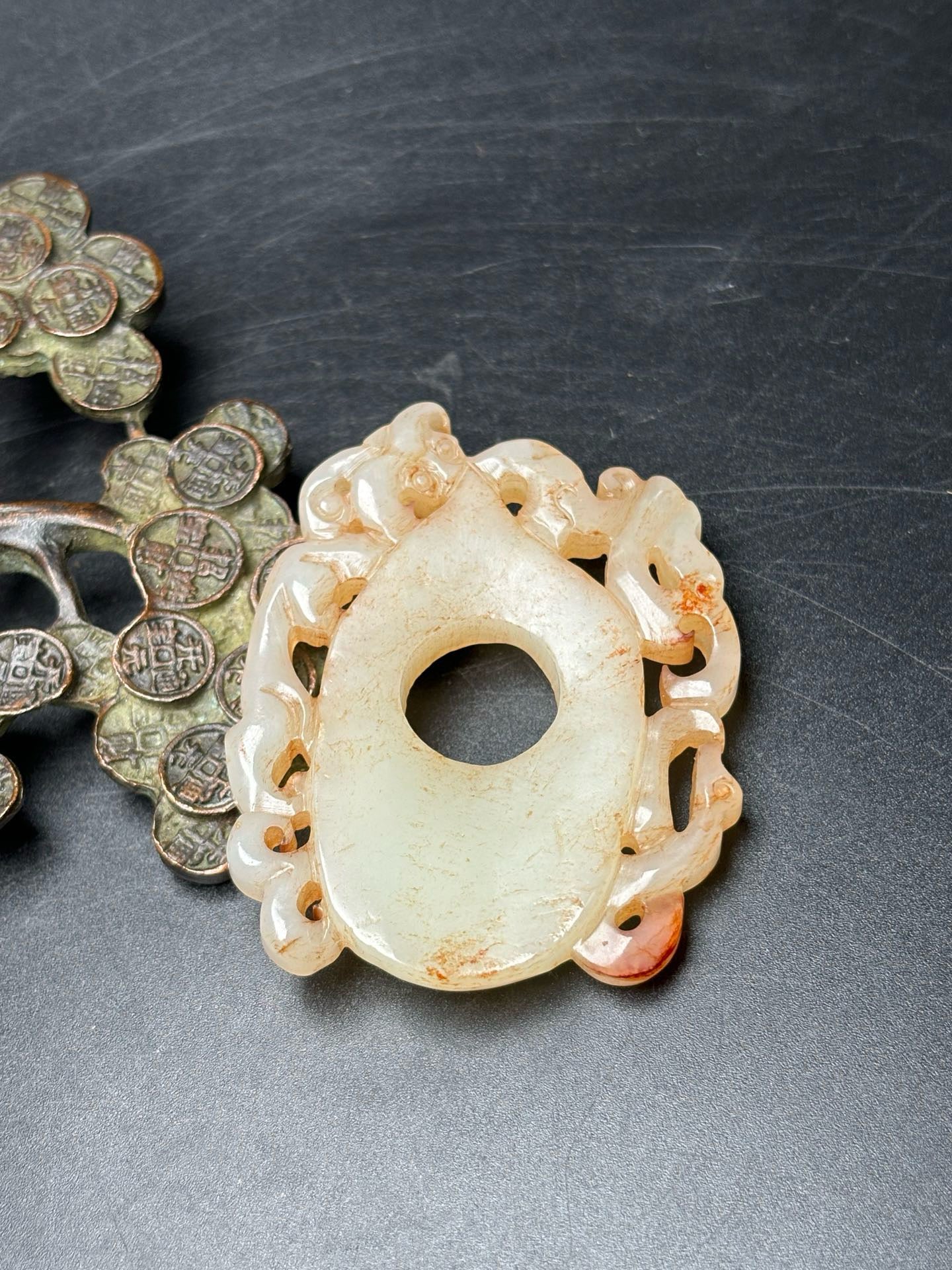 Exquisite Hotan Jade Dragon and Phoenix Jade Pendant