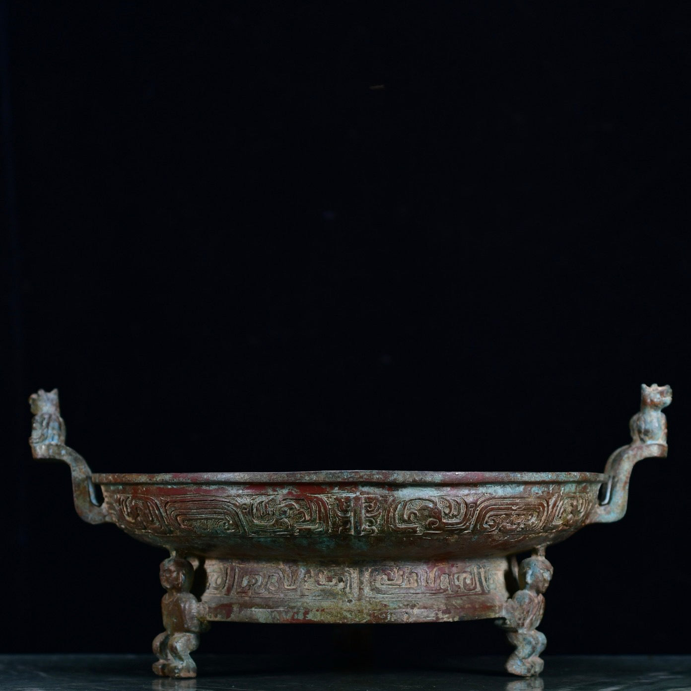 Chinese antique bronze fruit platter